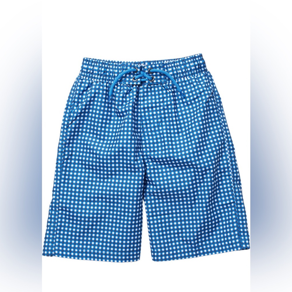 Beach Bros Midnight Blue Gingham Boy’s Swim Trunks| Size: 2T